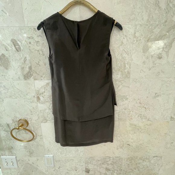 ALL SAINTS {0} Chocolate Silk Sleeveless Mini Dress - Picture 4 of 5